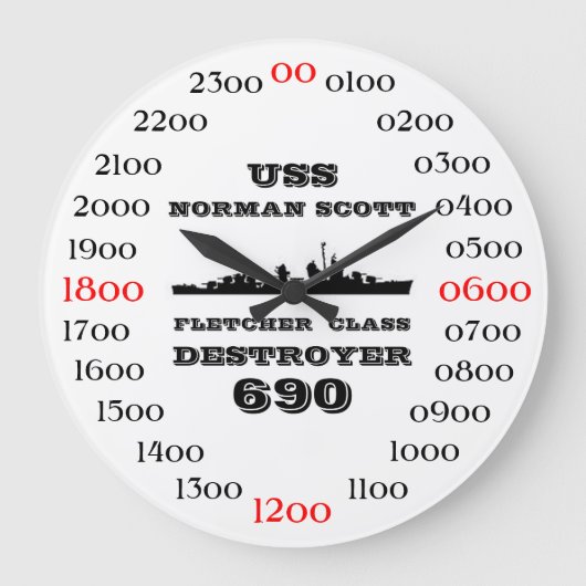 USS-NORMANNE SCOTT (DD-690) GROßE WANDUHR (Vorderseite)