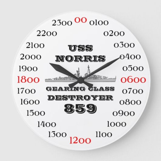 USS Norris (DD-859) Große Wanduhr (Vorderseite)