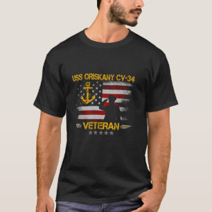 USS Oriskany CV 34 Flugzeugträger Veteran Flagge V T-Shirt