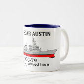 USS Oscar Austin, DDG-79, anpassbare Daten Zweifarbige Tasse (VorderseiteRechts)