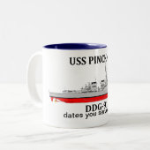 USS Pinckney, DDG-91, anpassbare Daten Zweifarbige Tasse (Vorderseite Links)