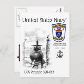 USS PINTADO SSN-672 ATTACK SUBMARINE - POSTCARD POSTKARTE (Vorne/Hinten)