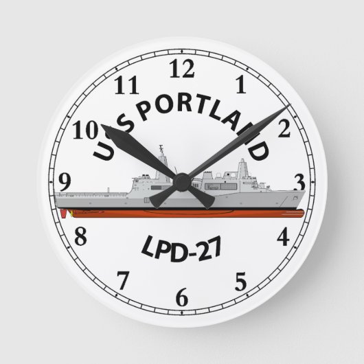 USS PORTLAND, LPD-27, SAN ANTONIO RUNDE WANDUHR (Vorderseite)
