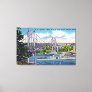 USS Portland Passing Under St. John's Bridge Leinwanddruck