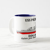 USS Preble, DDG-98, anpassbare Daten Zweifarbige Tasse (Vorderseite Links)