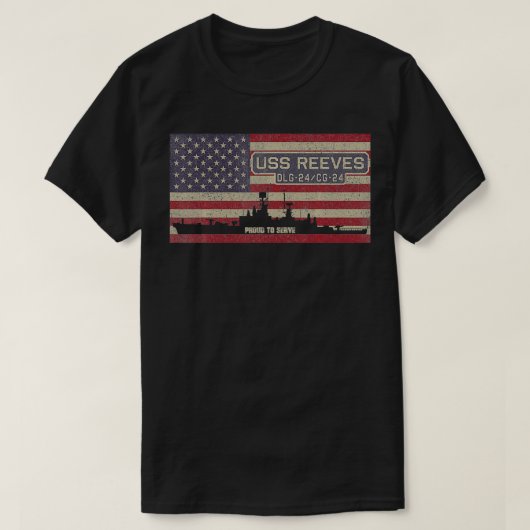 USS Reeves DLG-24 CG-24 Destroyer Cruiser Ship USA T-Shirt (Design vorne)