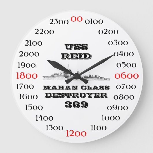 USS Reid (DD-369) Große Wanduhr (Vorderseite)