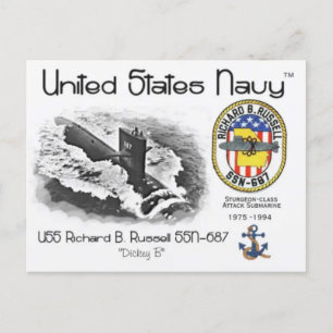 USS RICHARD B. RUSSELL SSN-687 SUBMARINE Postkarte