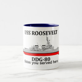 USS Roosevelt, DDG-80, anpassbare Daten Zweifarbige Tasse