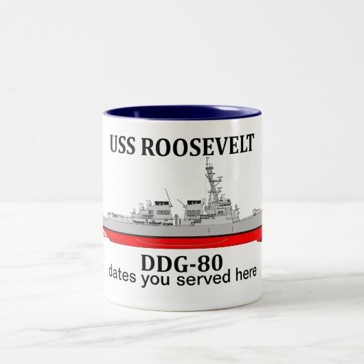 USS Roosevelt, DDG-80, anpassbare Daten Zweifarbige Tasse (Mittel)