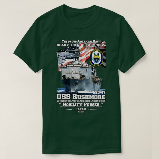 USS Rushmore LSD47 Navy Ship T-Shirt (Design vorne)