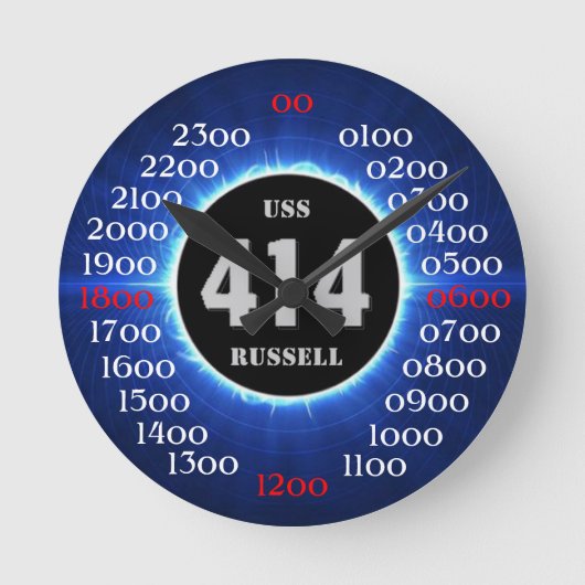 USS Russell (414) Runde Wanduhr (Vorderseite)