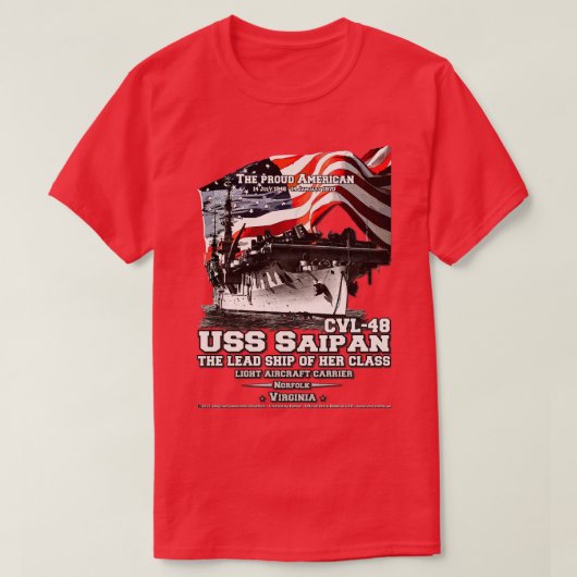 USS Saipan CVL48 leichte Flugzeugträger T-Shirt (Design vorne)