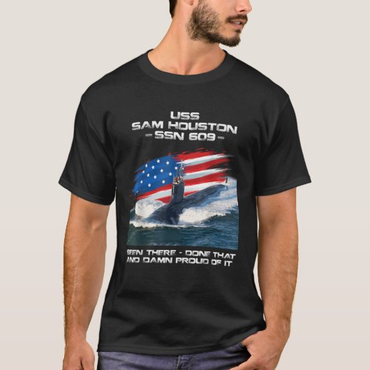 USS Sam Houston SSN 609 American Flag Submarine Ve T-Shirt (Vorderseite)
