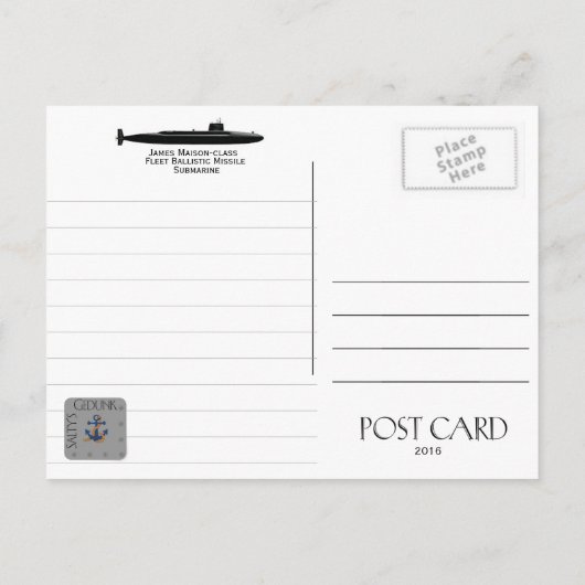 USS SAM RAYBURN SSBN-635 SUBMARINE - POSTCARD POSTKARTE (Rückseite)