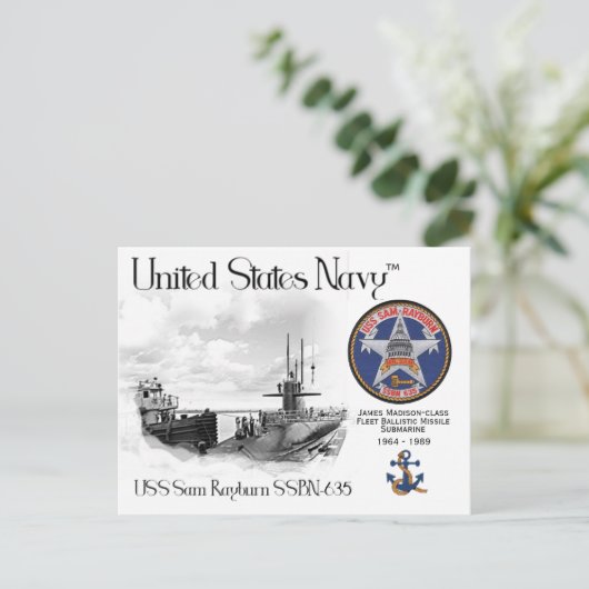 USS SAM RAYBURN SSBN-635 SUBMARINE - POSTCARD POSTKARTE (Stehend Vorderseite)