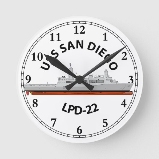 USS SAN DIEGO , LPD-22, SAN ANTONIO CLASS RUNDE WANDUHR (Vorderseite)