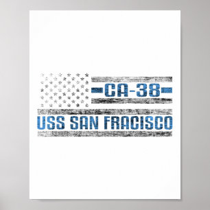 Uss San Francisco Weltkrieg Cruiser Ca-38 US Army Poster