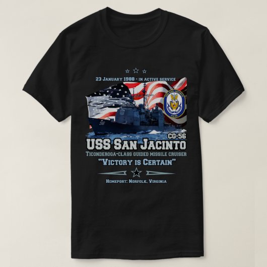 USS San Jacinto CG56 Cruiser T-Shirt (Design vorne)
