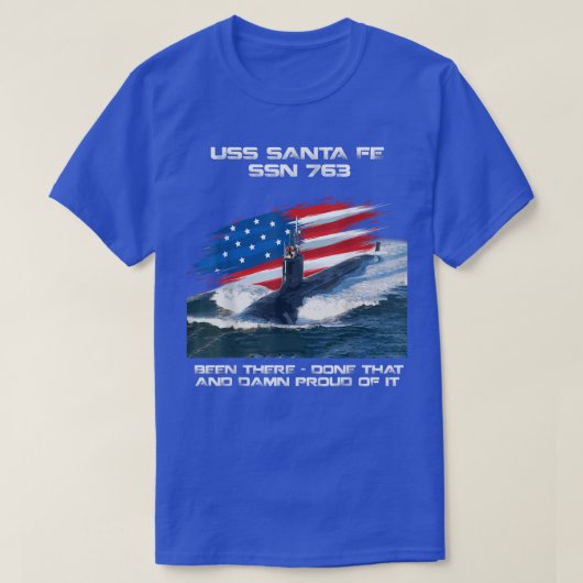 USS Santa Fe SSN763 American Flag U-Boot Vetera T-Shirt (Design vorne)