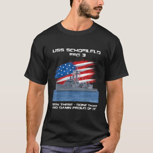 USS Schofield FFG 3 Class Frigation American Flag  T-Shirt (Vorderseite)