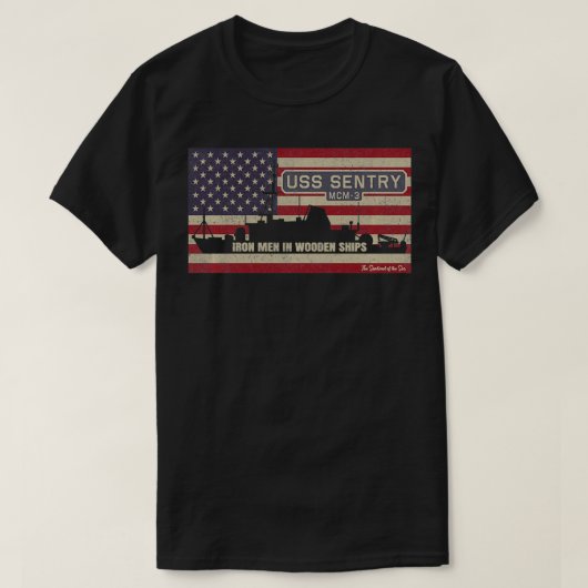 USS Sentry MCM3 Mine Countermeasures Ship American T-Shirt (Design vorne)