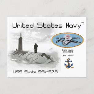 USS SKATE SSN-578 SUBMARINE - POSTCARD POSTKARTE