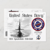 USS SPADEFISH SSN-668 SUBMARINE POSTKARTE (Vorne/Hinten)