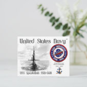 USS SPADEFISH SSN-668 SUBMARINE POSTKARTE (Stehend Vorderseite)