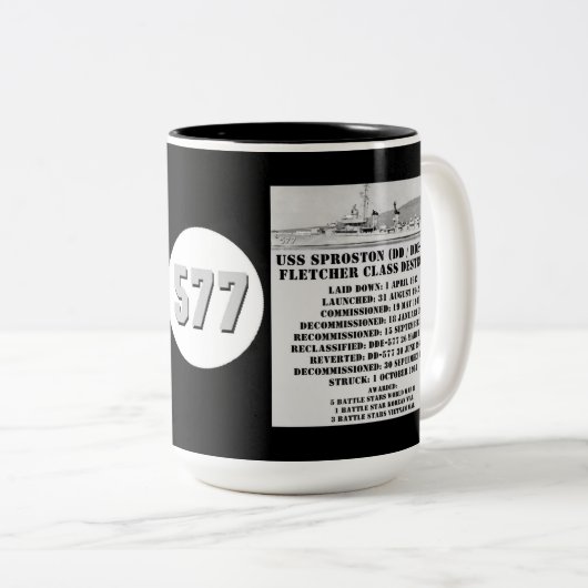USS Sproston (DD/DDE-577) Zweifarbige Tasse (VorderseiteRechts)