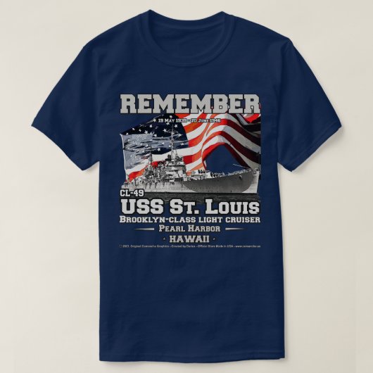 USS St Louis CL49 leichte Kreuzfahrtschiffe Vetera T-Shirt (Design vorne)