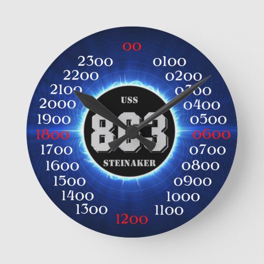 USS Steinaker (DD/DDR/DD-863) Runde Wanduhr (Vorderseite)