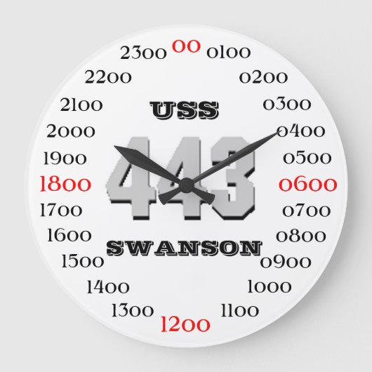USS Swanson (DD-443) Große Wanduhr (Vorderseite)