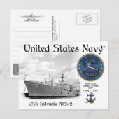 USS SYLVANIA ATS-2 - KAMPFSTOURSCHIFF POSTKARTE (Vorne/Hinten)