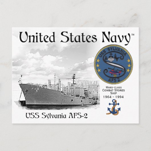 USS SYLVANIA ATS-2 - KAMPFSTOURSCHIFF POSTKARTE (Vorderseite)
