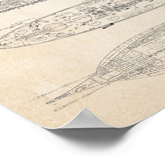 USS TEXAS Blueprint Poster (Ecke)