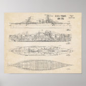 USS TEXAS Blueprint Poster (Vorne)