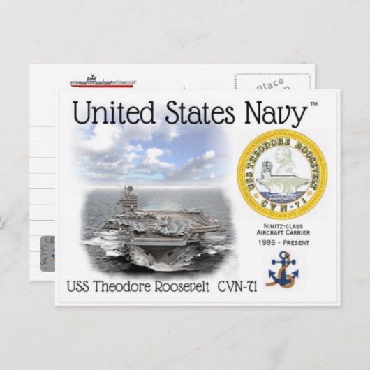 USS THEODORE ROOSEVELT CVN-71 - Postkarte (Vorne/Hinten)