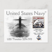 USS THRESHER SSN-593 SUBMARINE POSTCARD POSTKARTE (Vorderseite)