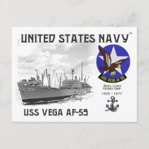 USS VEGA AF-59 STORE SHIP - POSTCARD POSTKARTE