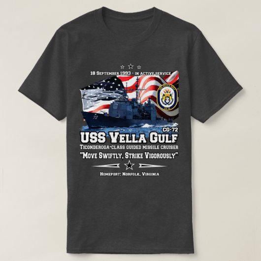 USS Vella Gulf CG72 Cruiser T-Shirt (Design vorne)