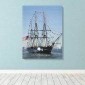 USS Verfassung Firing Cannons Leinwanddruck (Insitu (Holzboden))