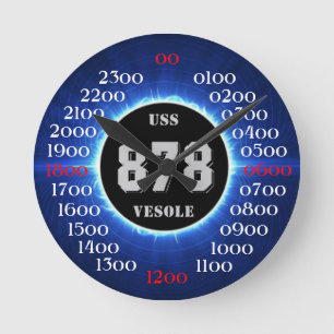 USS Vesole (DD-878) (DDR-878) Runde Wanduhr
