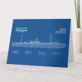 USS Vesuvius - Schiffs-Blueprint-Pläne ABD Dankeskarte (Vorderseite)