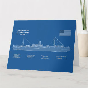 USS Vesuvius - Schiffs-Blueprint-Pläne ABD Dankeskarte