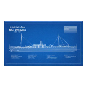 USS Vesuvius - Schiffs-Blueprint-Pläne ABD Fotodruck