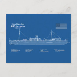 USS Vesuvius - Schiffs-Blueprint-Pläne ABD Postkarte