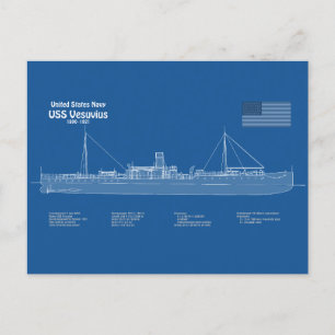 USS Vesuvius - Schiffs-Blueprint-Pläne ABD Postkarte