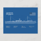 USS Vesuvius - Schiffs-Blueprint-Pläne ABD Postkarte (Vorderseite)