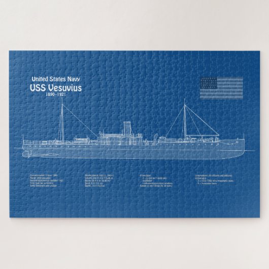 USS Vesuvius - Schiffs-Blueprint-Pläne ABD Puzzle (Horizontal)